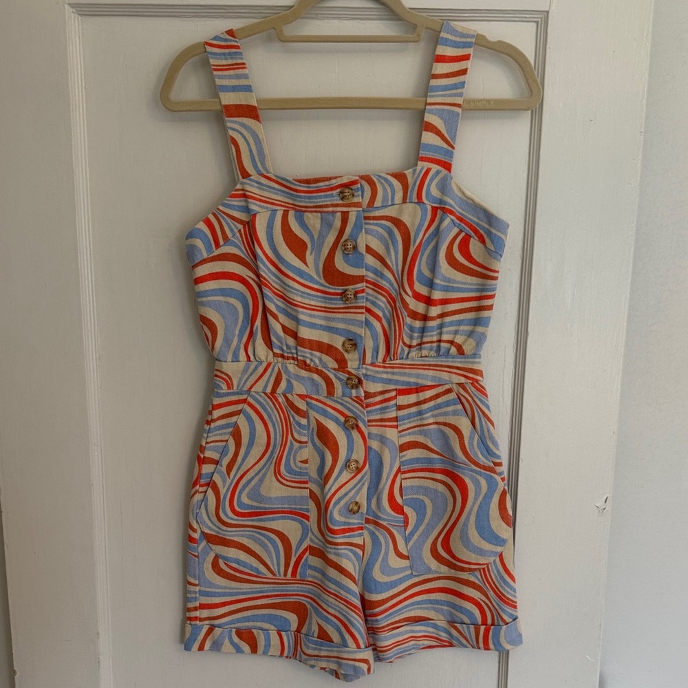 FRNCH Swirl Pattern Romper - Blue and Orange